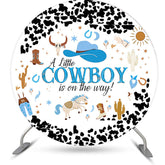 Lofaris Black White Little Cowboy Round Baby Shower Backdrop